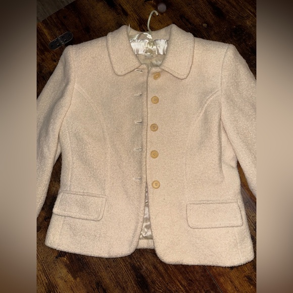 Cream Wool Blend Jacket with‎ Button Details - Picture 2 of 14